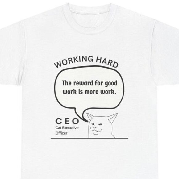 Funny Sarcastic CEO Cat Unisex Heavy Cotton Tee - Picture 1 of 4
